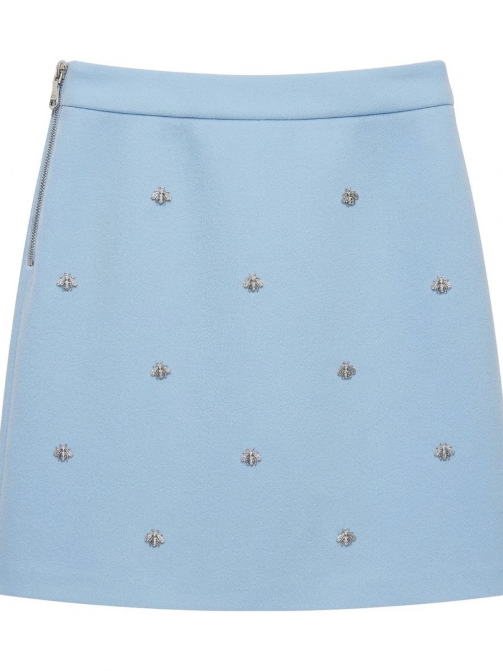 Maje Light Blue Embellished Mini Skirt